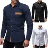 Mens manches longues Slim Fit Pocket Pocket Top robe formelle Shirt Shirt Designer T-shirts Fit régulier