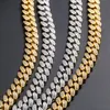 12mm larghezza 18/20 pollici Micro Pavimenta PAVE CLEAR Clear CZ Stone Miami Cuban Catena Catena Neckalce per gli uomini oro / argento Colore cubico Zirconia Gioielli Hiphop