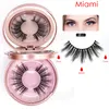 Magnetic Eyelashes Liquid Eyeliner Set 2 Pair False Eyelashes with Tweezer makeup mirror 5 magnet 3D eyelash reusable No Glue Needed