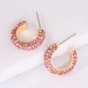 Fahshion Round Gold Mini Stud örhängen Färgglada CSHAPED RHINSTONES COPPER EARRING BRIDAL PARTY SMYELLT FÖR KVINNOR J5529405166196