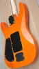 Factory Maple Fretboard Electric Guitar,24 Nothing Inlay,Orange Body,Golden Hardwares, HH Pickup,Folyd Rose,can be customized.