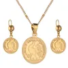 Colliers avec pendentif en forme de pièce de monnaie de couleur or pour femmes et hommes, ensembles de bijoux en pièces de monnaie françaises Lecoqgaulois anciennes à la mode