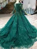 Zuhair Murad 2020 Evening Dresses Lace 3D Appliques Beads Prom Gowns Long Sleeves Lace-up Back Sweep Trian Special Occasion Dress