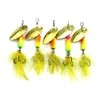 HENGJIA 200pcs/lot Spinner Spoon fishing lure Metal Jig Bait Crankbait Artificial Hard lure with Yellow Feather Treble hook 5.5cm 3.7g