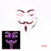 Led Mask Halloween Dekorativa Hacker Masks Cosplay Kostym Vendetta Guy Fawkes Light Up för Party Festival Favor Props JK1909