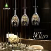 Nowoczesne LED Sufit Lights 3-Lights Win Glasses Bar Luxury Kryształ Dekoracyjny Żyrandol Oświetlenie Wiszące Restauracja Droplight