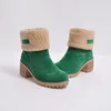 Kobiety Snow Booties Winter Suede Half Boot Długie Buty Klasyczne Czarny Szary Moda Dziewczyna Buty Tanie Chunky Obcasy Buty Hot Metallic Szalik