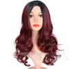 Nouveau Style Lolita Longue Bouclée Pleine Perruque Synthétique Coiffure Ombre Bourgogne Perruques Afro Longue Ondulée Perruques Cheveux Noirs Afro-Américains