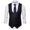 Nieuwe Type Mannelijke Pure Double-rij-knop Clip Hot Selling Mannelijke U-Collar Pure-Color Leisure Vest Double-Row Button Groot-formaat Mannen Jas