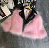 Short Style Girls Fur Coat Jacket Imitation Fox Artificial Fur Grass High Quality Plush+Leather Winter Kids Baby Girl Clothes Outwear