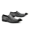 Formal New Fashion Shoe Serpentine Pattern Party Prom Dress Men Pointed Toe Real Leather Business Shoes Slip on s