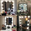 Hollywood Style LED Vanity Mirror Lights Kit med 10 dimbara glödlampor för smink dressingbord och strömkontakt i lampor fixtur