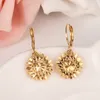 Ensemble de bijoux éthiopiens de dubaï, collier, pendentif, boucles d'oreilles pour filles, véritable 18 k, jaune massif, or fin, fleur GF, Europe, ensembles de mariée 251t