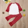 Enfants Noël Vêtements Ensemble Dentelle Manches Longues Dot Car Cartoon Imprimé Top + Dot Flare Pantalon Costume Tenues Xmas Vêtements Fille T-shirt GGA2696