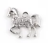 Pendentif cheval en strass, couleur or argent, 20x23mm, 20 pièces, breloque, accessoire de suspension adapté au médaillon flottant, bijoux 2695715