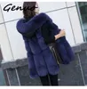 Genuo Winter Mulheres Mulheres Casaco Faux Fur Colete Casaco De Moda Capuz Costeiro De Costura De Costura De Couro Quente Outwear