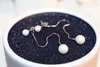 Wholesale- beautiful luxury designer elegant double pearl long pendant drop dangle chandelier stud earrings for woman