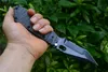 Strider SMF Knivar D2 Stonwashed Tanto Blade Flame Texture Titanium Handle med Titanium Clip Tactical Pocket Folding Knives