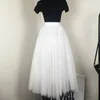 2019New élégante gaze princesse jupe mode robe de bal jupe femmes de luxe filles maille jupe noir blanc gris S M L XL