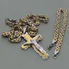 Nieuwe aankomst heren roestvrij staal kruis ketting ketting 18k goud gevuld Jesus hanger Byzantijnse link ketting christelijke sieraden geschenken