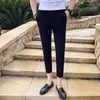 2020 Business Casual Dress Pants Men ankellängd fast färg Slim Suit pannor Brand formella streetwear byxor Pantalon Homme6114875