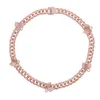 rose gold pink CZ Miami cuban link chain butterfly Necklace Iced Out bling Zircon fashion choker necklace hip hop women jewelry