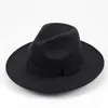 Chapéus de feltro de lã preta retro para homens homens unissex feltro chapéus fedora com arco largo solar chapéus top cúpula hat10909264834074