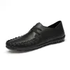 Breathable Casual New Men Shoes Slip Men Driving Shoes Genuine Leather Men's Peas British Sneakers Black Leather %669 's