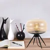 Creative UFO Glass Table Light Luxury Iron Desk Lamp Hotel Cafe Living Room Bedside Study Amber Rök Blå Art Deco Lighting
