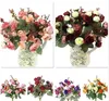 1 Bouquet de roses artificielles, 21 têtes, fleurs colorées en soie, fausses fleurs pour la beauté, décoration de fête de mariage à domicile, GB1249