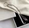 Justine clenquet Collana da donna con perla in polvere di zirconi e diamanti, doppia cucitura, catena clavicola, regalo di compleanno