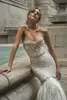 Netta Benshabu Elegant Mermaid Wedding Dresses Strapless Crystal Applique Pearls Sequins Beads Wedding Dress Sweep Train Bridal Go341F