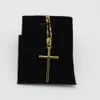 Simple Style Smooth Cross Pendant With Chain 18K Yellow Gold Filled Fashion Womens Mens Crucifix Pendant Necklace