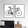 Современный минималистский холст Print Paper Praper из черно-белого велосипеда безграничная настенная картина велосипеда на работу