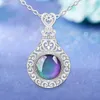 Fashion Mood Change color Temperature sensitive necklaces For Women Opal Gemstone Pendant chains Emotion Wedding Jewelry Gift