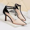 2020 femmes été 7 cm talons hauts imprimé léopard Colorblock Stiletto sandales dame fétiche pompes Valentine sandales bal noir Shoes1