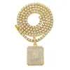 Fashion- Hop Necklace Jewelry Fashion Gold Iced Out Chain Full Rhinestone Dog Tag Pendant Necklaces265E