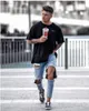 Fashion- Jeans Male Distressed Denim Skinny Washed Big Hole Ripped Jeans Zipper Jeans Pants OOA7008