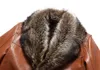 Mens Leather Jacket Winter Fur Coats Raccoon Fur Collar Snow Tops Thicken Warm Outerwear Overcoat Windbreaker Waterproof 2019 Luxury