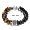 Bracelet perlé pierre naturelle élastique Yoga homme et femme acier inoxydable Double Bracelet230Q