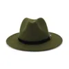 Fashion- Imitation Woolen Top Hat Women Men Ladies Fedoras Top Jazz Hat with Leather Belt Round Caps Bowler Hats