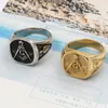 Stainless Steel Free-Mason Freemasonry Ring Gold Hip Hop Cool Ring Men Golden Rings Punk Rock Jewelry Anillos Bar Club Freemason