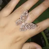 Ocesrio zircon Silver Butterfly Ring Luxury Cubic Zirconia Fancy女性のための大きなリング