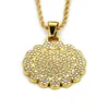 Round Cluster Medallion Gold Color Pendant Necklace Chain Charm Bling Cubic Zircon Men Women Hip Hop Jewelry For Gift