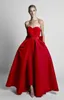 2020 New Modest Red Jumpsuits Wdding Dresses With Detachable Skirt Strapless Bride Gown Bridal Party Pants for Women Custom Made 79006407