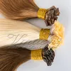 Braziliaanse stok I Tip Flat Tip Dubbel getrokken 100G 1G / S Pre Bonded Black Bruin Blonde Rechte Remy Onverwerkte Virgin Menselijk Hair Extensions