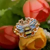 Femmes nid d'abeille abeille doigt anneau métal insecte abeille anneau bijoux de mode pour cadeau fête taille 6-10 haute qualité