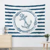 Nautical Navy Tapestry Hem Dorm Striped Wall Hängande Tyg Anchor Tapiz Tapestries Sea Turtle Carpet Dekorativ filt