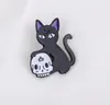 나쁜 마녀 바늘 크리스탈 볼 수제 검은 고양이 두개골 레트로 에나멜 에나멜 핀 브로치 배지 장식 카우보이 할로윈 보석
