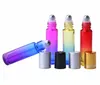 Botellas enrollables de vidrio de 10 ml Botellas enrollables de color degradado con bolas de acero inoxidable Botella roll-on perfecta para aceites esenciales Paquete de botellas